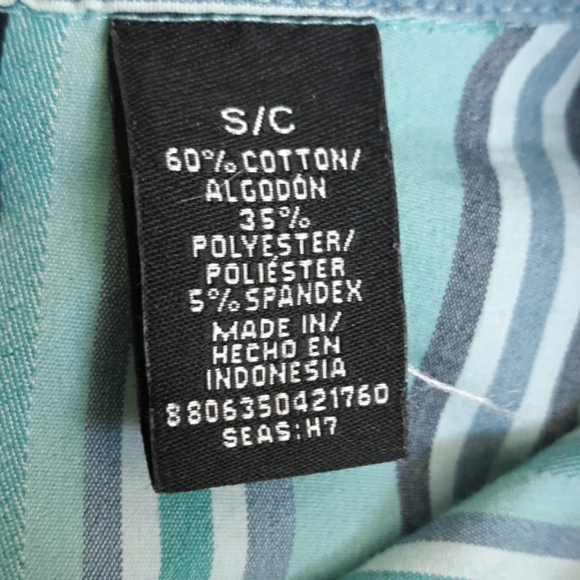 Ladies Apostrophe Stretch Striped Blouse sz SM - Picture 4 of 4